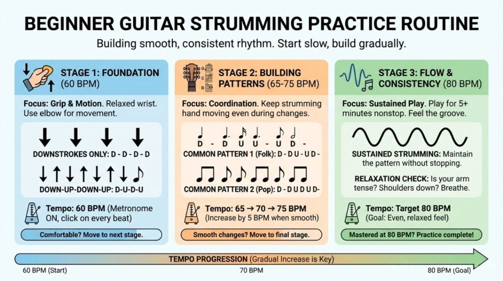 how to build smooth strumming without breaking rhythm