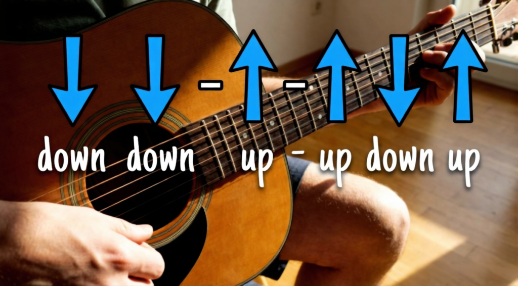 running up that hill guitar strumming pattern